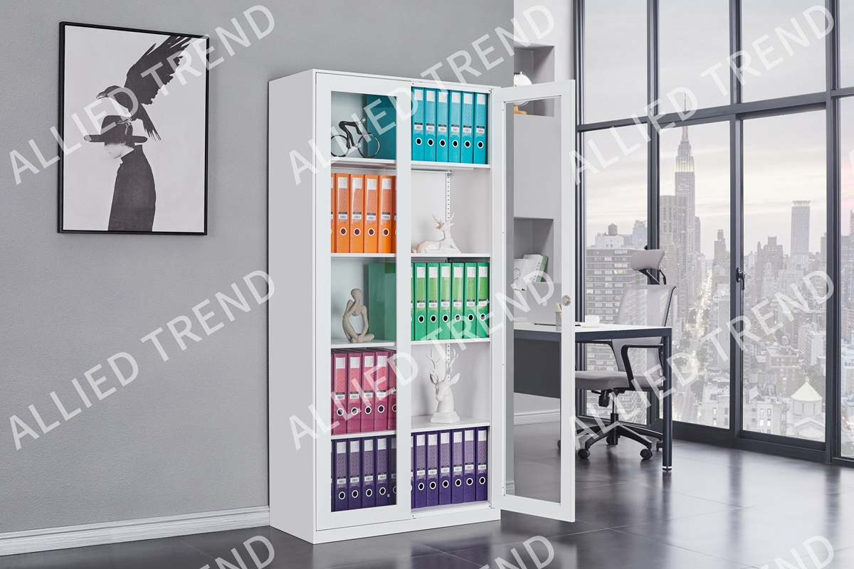 Double-Door Glass Filing Cabinets 12MM-WTFG-D2