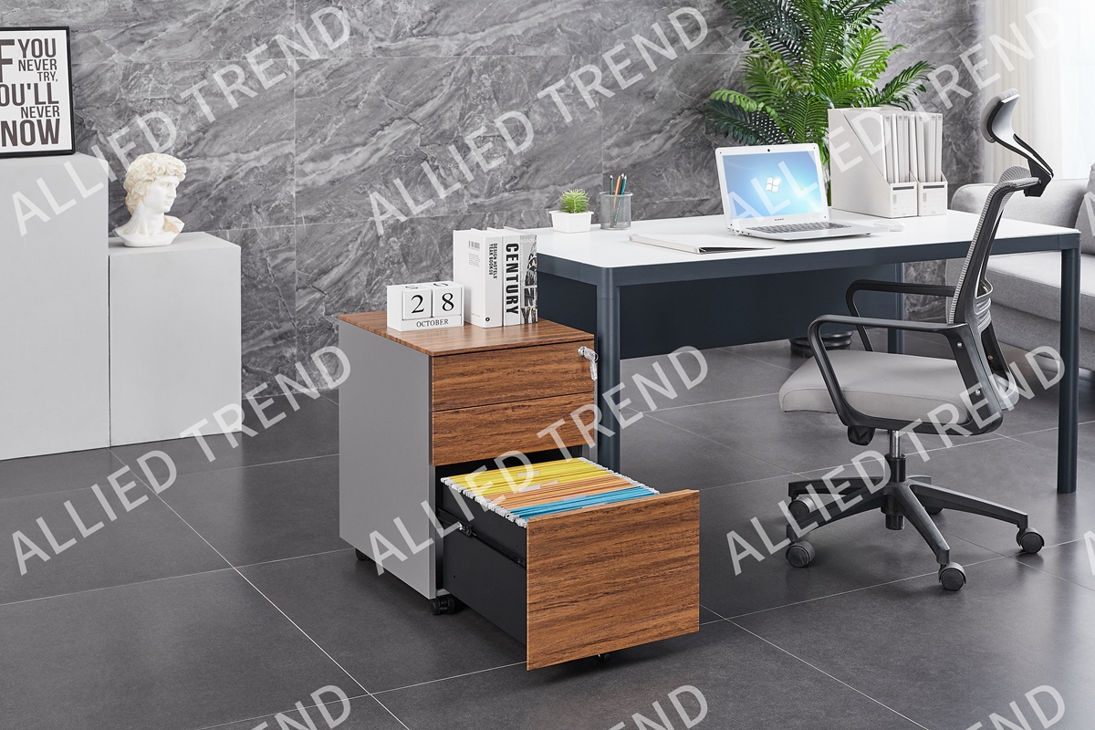 Wood Grain Three-Drawer Side-Pull Mobile Cabinets AT-MP-20