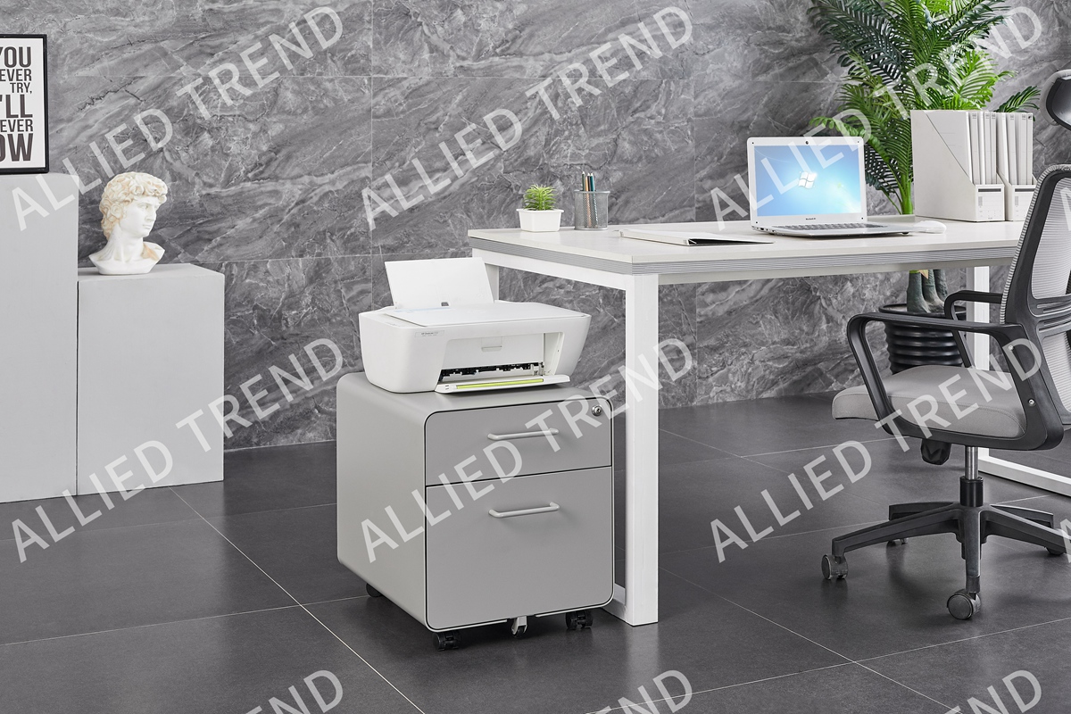 Grey Curved Two-Drawer Mobile Cabinets AT-MP-16