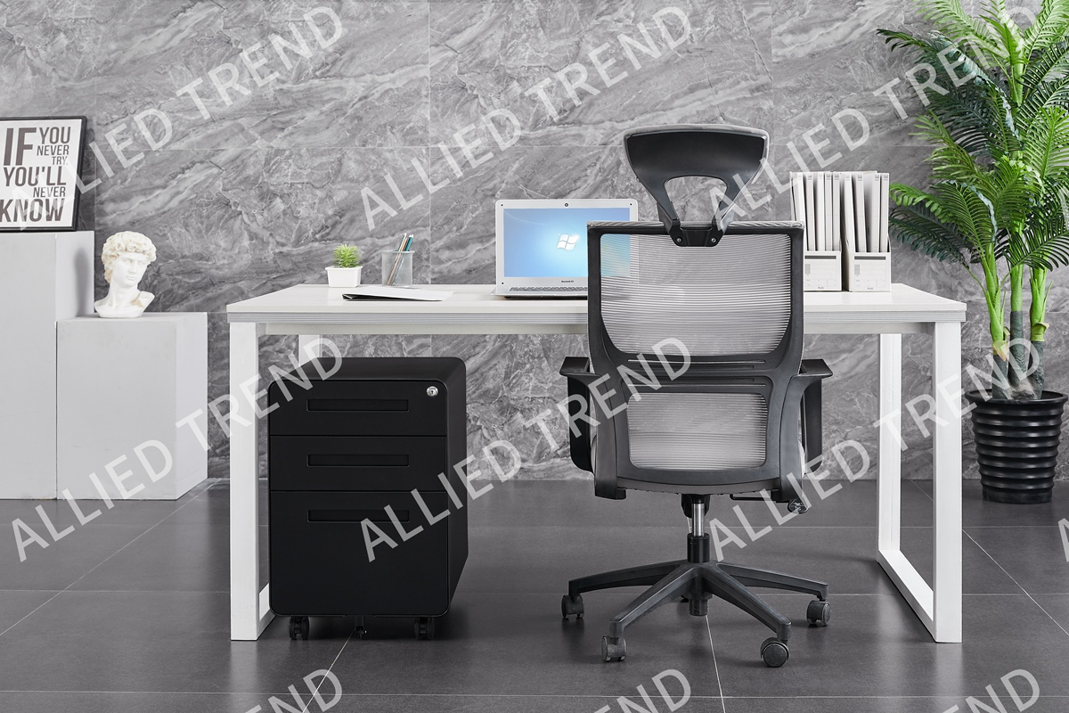 Black Curved Three-Drawer Mobile Cabinets with Pull Inset Handle AT-MP-13