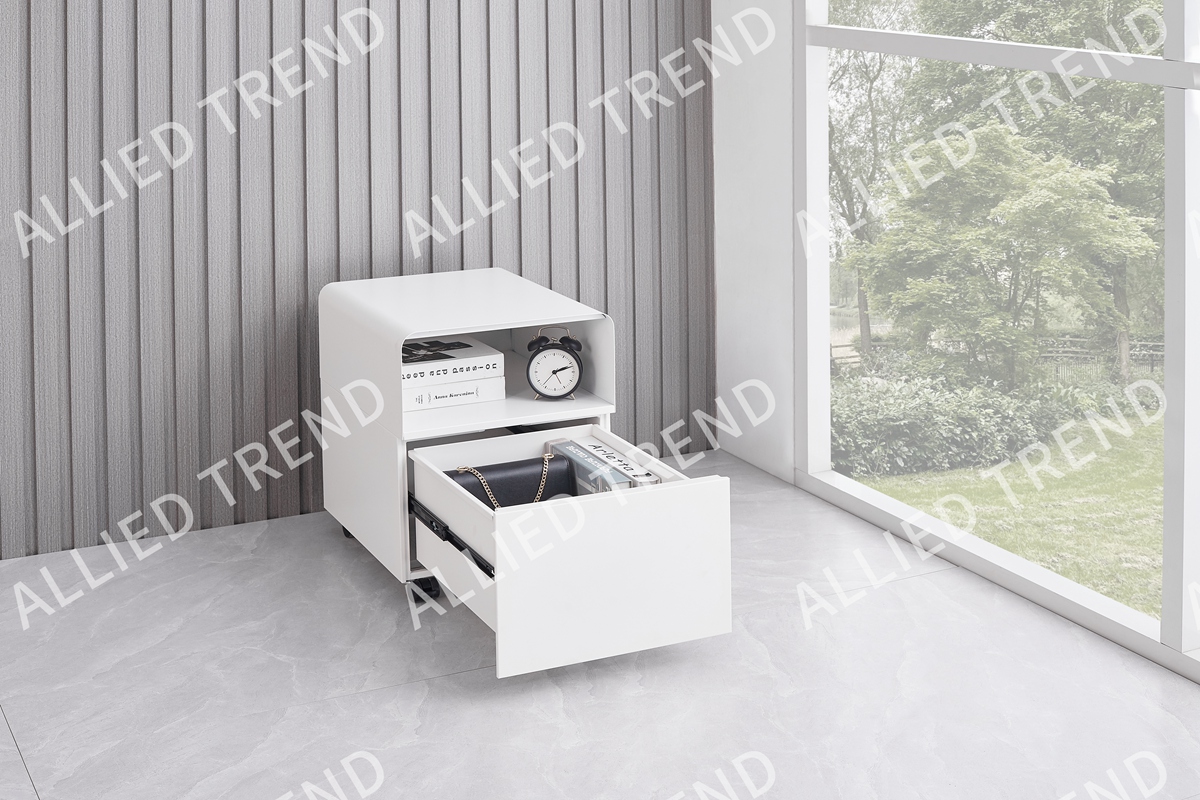 White Curved One-Drawer Mobile Cabinets AT-MP-11