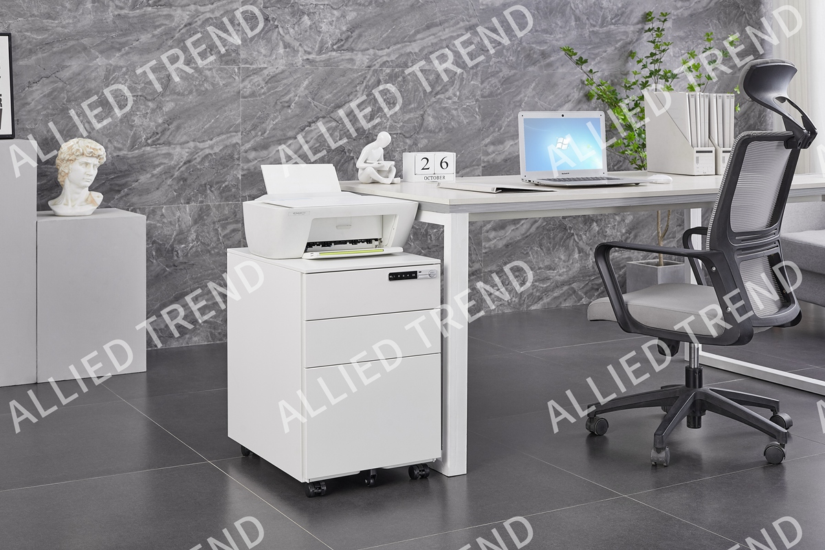 White Three-Drawer Code Mobile Cabinets AT-MP-07